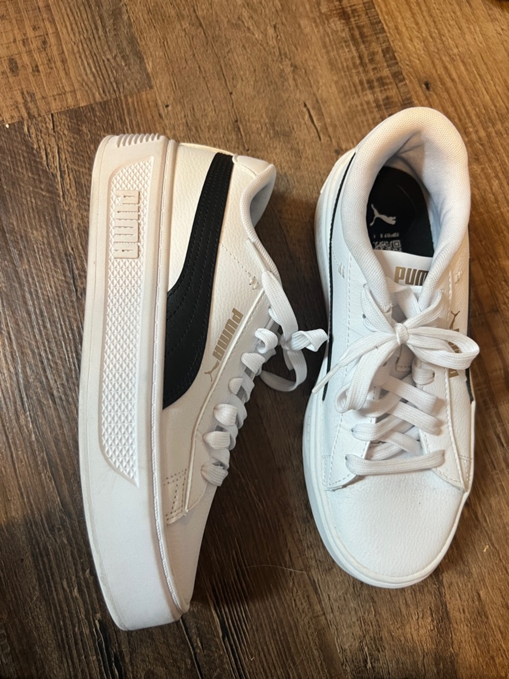 Puma White Sneakers with Gold Accents - Picture 2 of 3